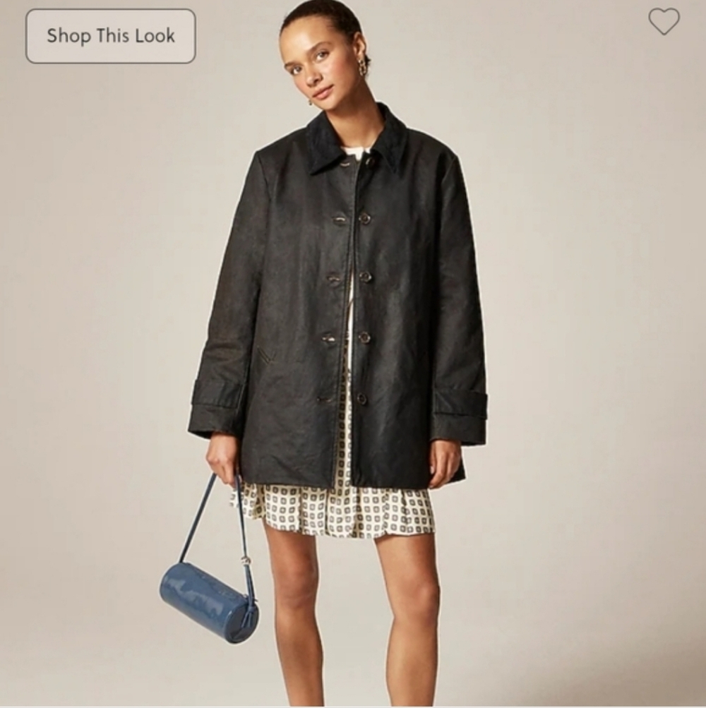 J Crew Coated Barn Jacket™  CN058 NWT $278 Washed Black Grey Combo Size M